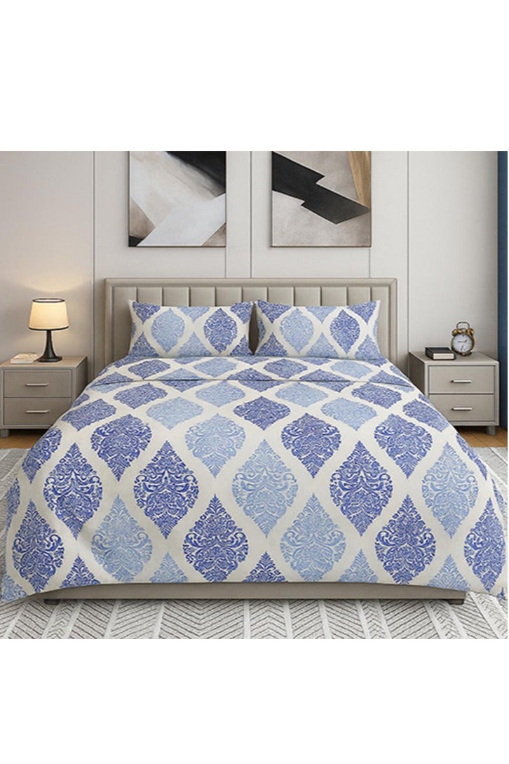 snooze Flat bed sheet set 3pcs,220*235 cm + 2 Free Pillowcases, Royal design - Image 2