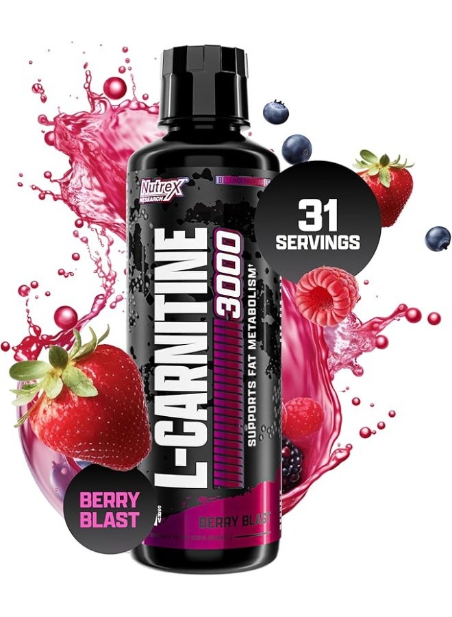 Nutrex Research Liquid Carnitine 3000 | Premium Liquid Carnitine, Boost Endurance, Fat Loss Support | (465 ML, Berry Blast) - Image 1
