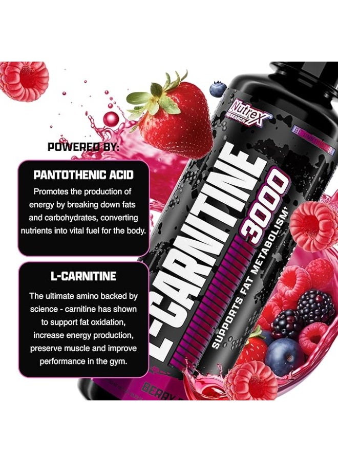 Nutrex Research Liquid Carnitine 3000 | Premium Liquid Carnitine, Boost Endurance, Fat Loss Support | (465 ML, Berry Blast) - Image 3