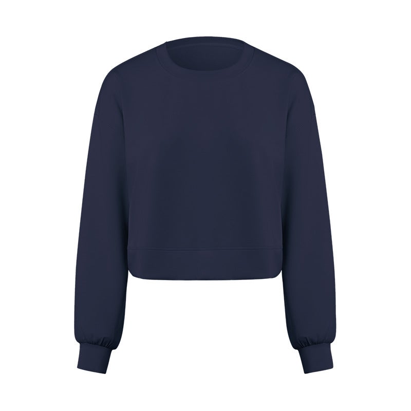 Generic New Air-Knit Yoga Crewneck Long Sleeve Leisure Sweatshirt Navy blue