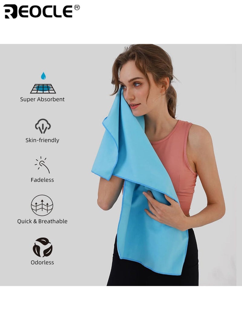 REOCLE Outdoor Camping Quick Drying Sports Towel Travel Portable Storage Towel with Lightweight Mesh Bag Ultra-Fine Fiber Suitable for Running Fitness Cycling Hiking - Image 1