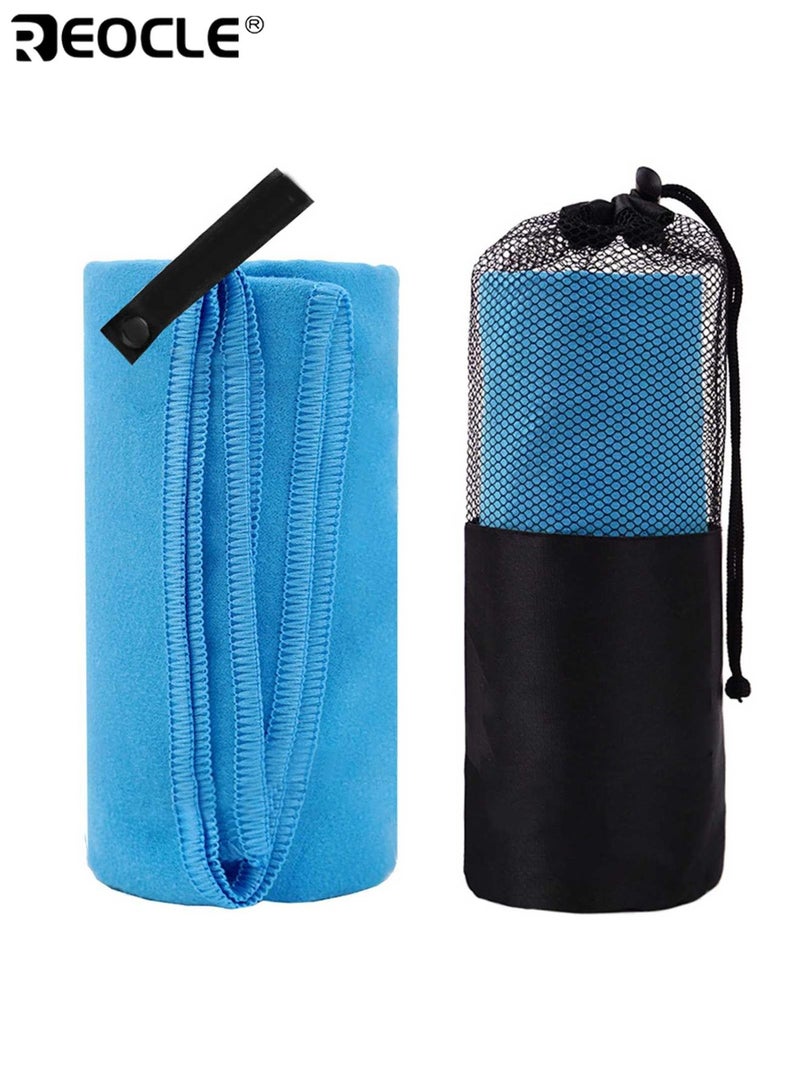 REOCLE Outdoor Camping Quick Drying Sports Towel Travel Portable Storage Towel with Lightweight Mesh Bag Ultra-Fine Fiber Suitable for Running Fitness Cycling Hiking - Image 2