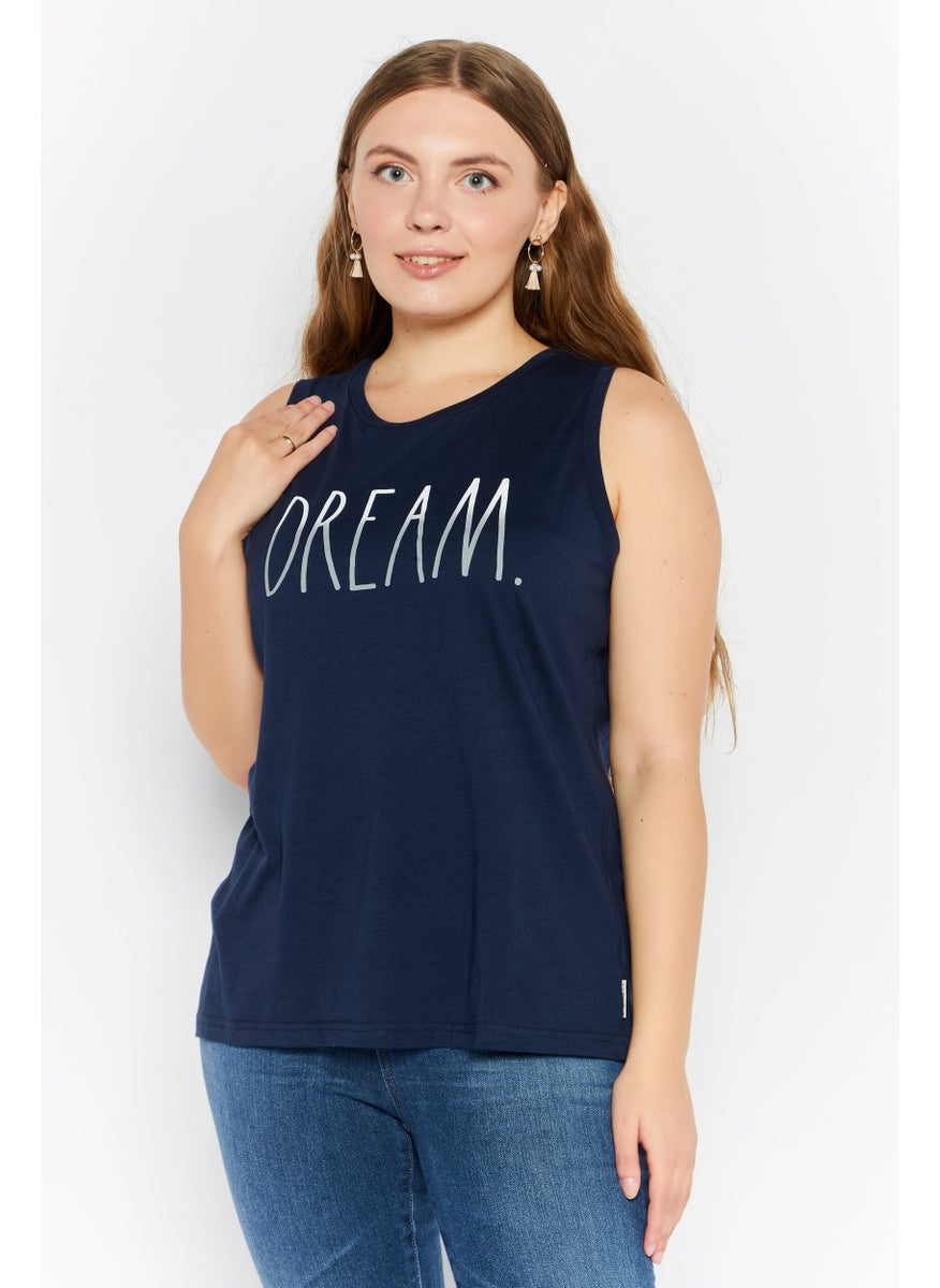 Rae Dunn - Women 2 Pieces Graphic Printed Pajama Set, Navy - Image 1