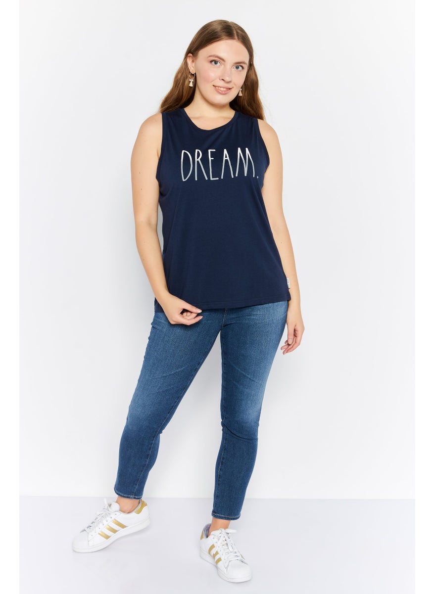 Rae Dunn - Women 2 Pieces Graphic Printed Pajama Set, Navy - Image 1