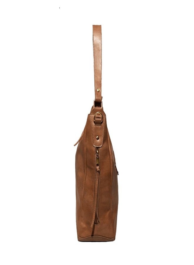 IMARS Fashion Brown Faux Leather Handbag for Women & Girls - Large Western Shoulder Bag with Top Handle, Multi-Pocket Design & Zipper Closure - Image 5