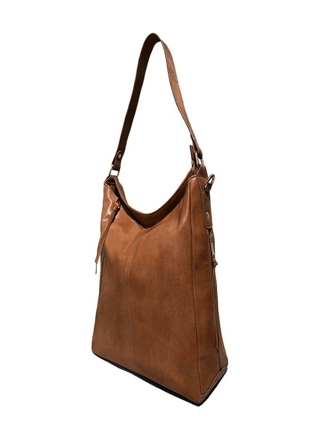IMARS Fashion Brown Faux Leather Handbag for Women & Girls - Large Western Shoulder Bag with Top Handle, Multi-Pocket Design & Zipper Closure - Image 4