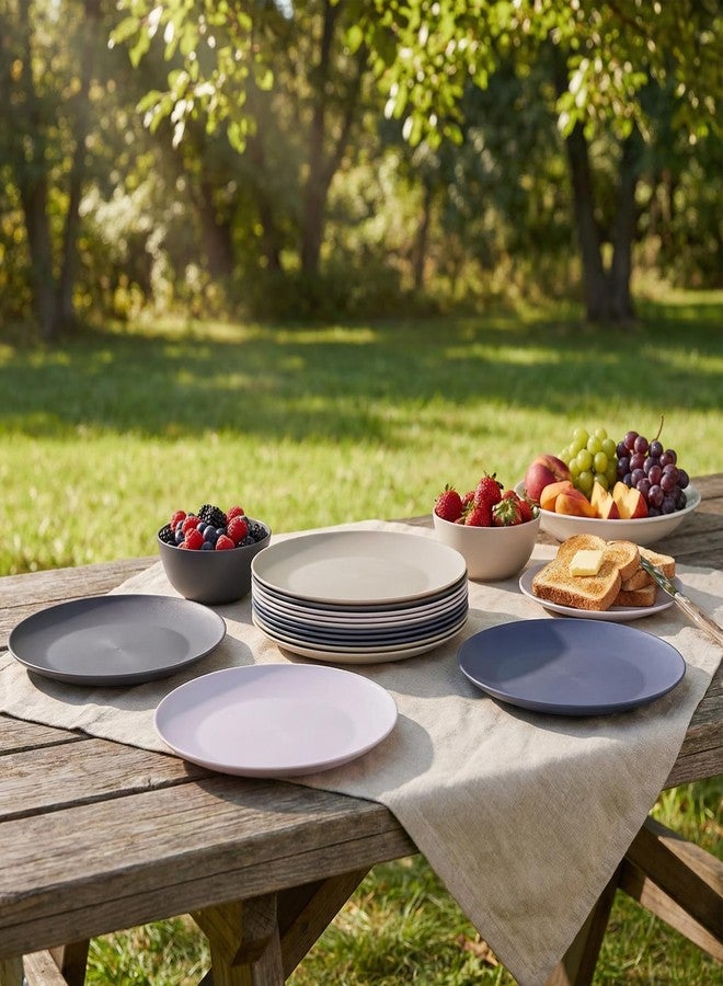 AOYITE Plastic Dinner Plates Reusable, Unbreakable Salad Plates set of 12, BPA Free Microwave & Dishwasher Safe Party Plate for Any Occasion, BBQ, Travel, Events - Image 5