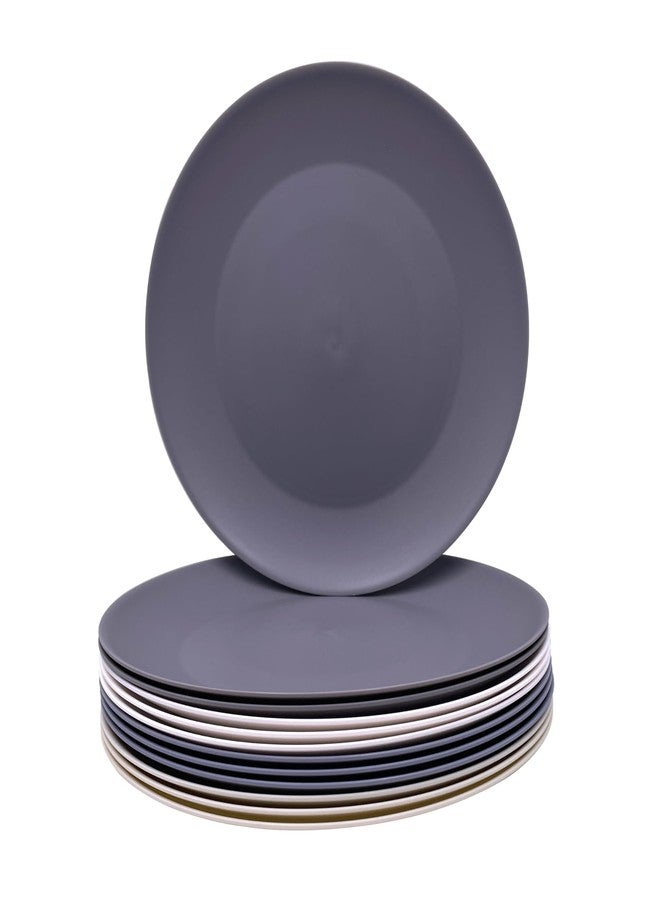 AOYITE Plastic Dinner Plates Reusable, Unbreakable Salad Plates set of 12, BPA Free Microwave & Dishwasher Safe Party Plate for Any Occasion, BBQ, Travel, Events - Image 1