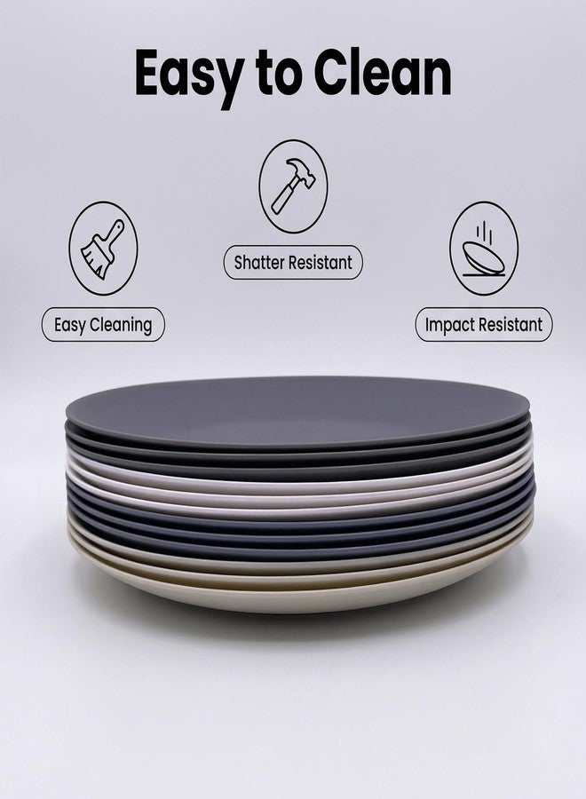 AOYITE Plastic Dinner Plates Reusable, Unbreakable Salad Plates set of 12, BPA Free Microwave & Dishwasher Safe Party Plate for Any Occasion, BBQ, Travel, Events - Image 2