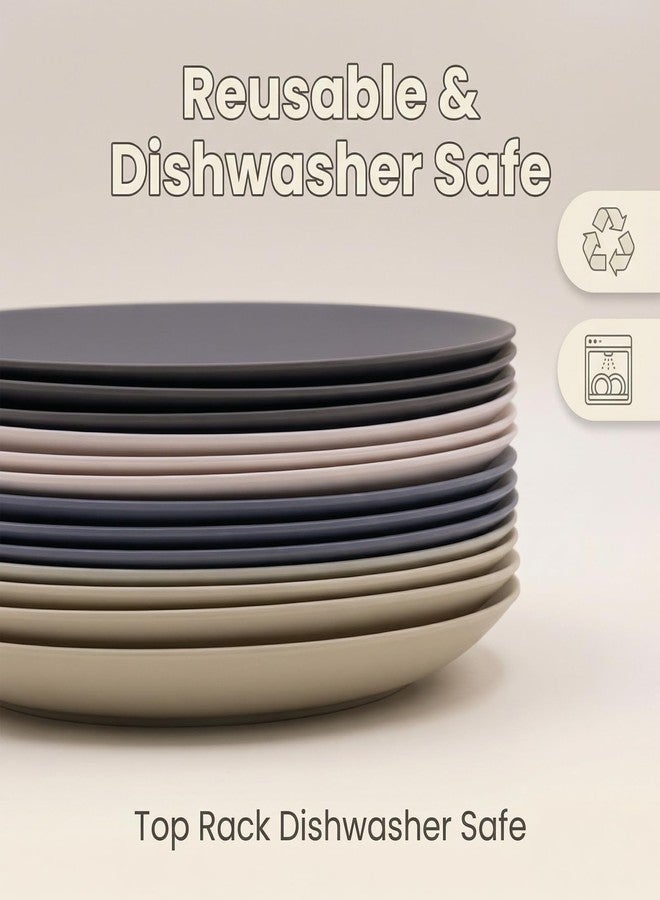 AOYITE Plastic Dinner Plates Reusable, Unbreakable Salad Plates set of 12, BPA Free Microwave & Dishwasher Safe Party Plate for Any Occasion, BBQ, Travel, Events - Image 3