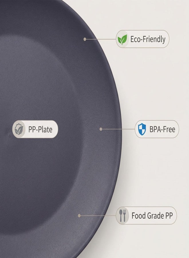 AOYITE Plastic Dinner Plates Reusable, Unbreakable Salad Plates set of 12, BPA Free Microwave & Dishwasher Safe Party Plate for Any Occasion, BBQ, Travel, Events - Image 4