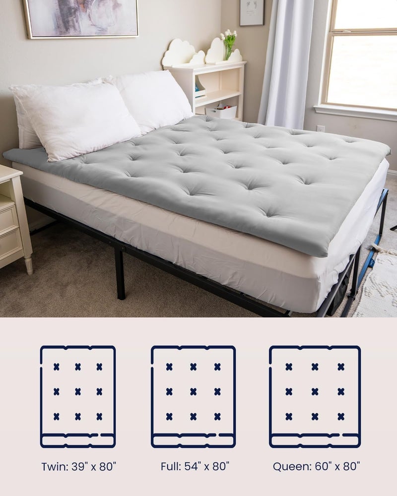 INDIAN DECOR 80356 Floor Futon Mattress Twin Size 39"x 80",100% Cotton 2.5'' Thicken Foldable Sleeping Pad,Portable Dormitory Mat,Roll Up Floor Lounger Bed for Adult (Light Grey) Kids Play PAD - Image 3
