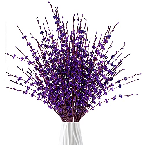 Sggvecsy 10 Pcs 295 Long Artificial Jasmine Flowers Tall Fake Flower Bouquet Faux Jasmine Plants Dry Branches for Wedding Home Party Office Hotel Restaurant Kitchen DecorationDark Purple - Image 1