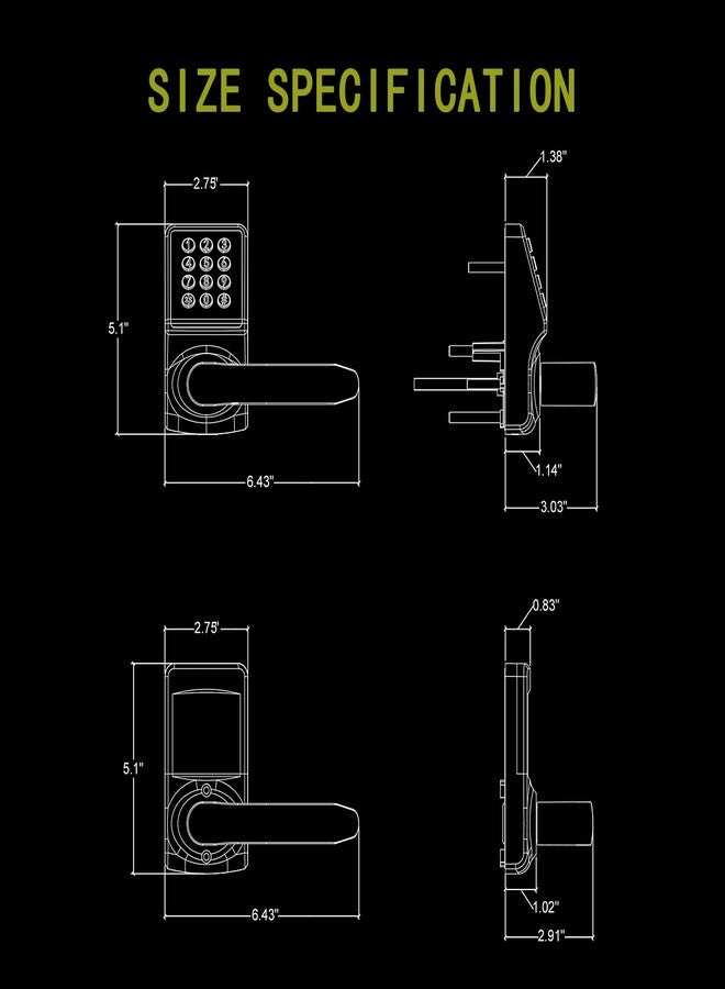 Cielsa Dawn Entry Door Lock, Electronic Keypad Door Lock with Handle, Digital Door Lock with keypads, IC Card and Key, Easy Installation for Home, Hotel（Matte Black） - Image 5