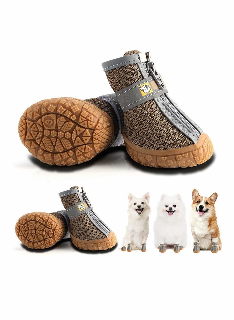 KASTWAVE Dog Shoes 4 Pcs Size 2 Anti Slip Breathable Waterproof Dog Booties Boot Paw Protector for Small Dog Dog Hiking Shoes with Reflective Adjustable Strap Zipper Puppy Shoe for Hot Pavement Winter Snow  - Image 1