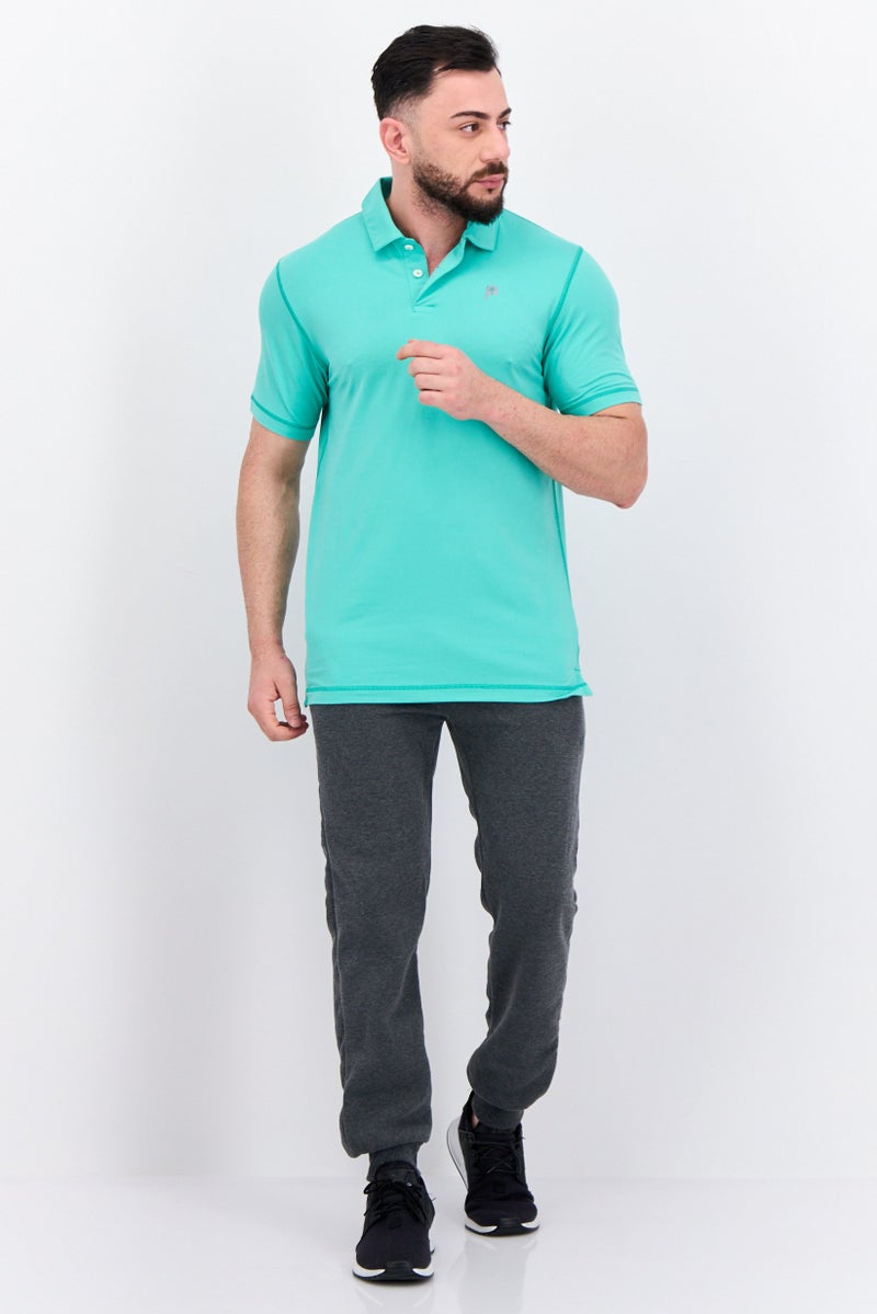 PUMA تي شيرت بولو للرجال بأكمام قصيرة مناسب للرياضة في الهواء الطلق، أخضر مائي - Image 3