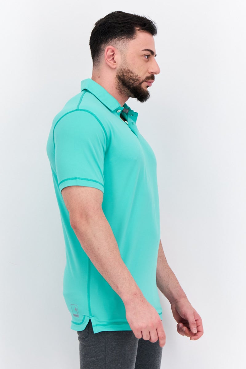 PUMA Men Sportswear Fit Short Sleeves Outdoor Polo Shirt, Aqua Green - Image 2