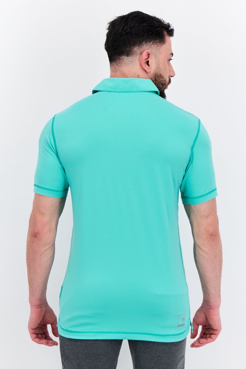PUMA تي شيرت بولو للرجال بأكمام قصيرة مناسب للرياضة في الهواء الطلق، أخضر مائي - Image 4