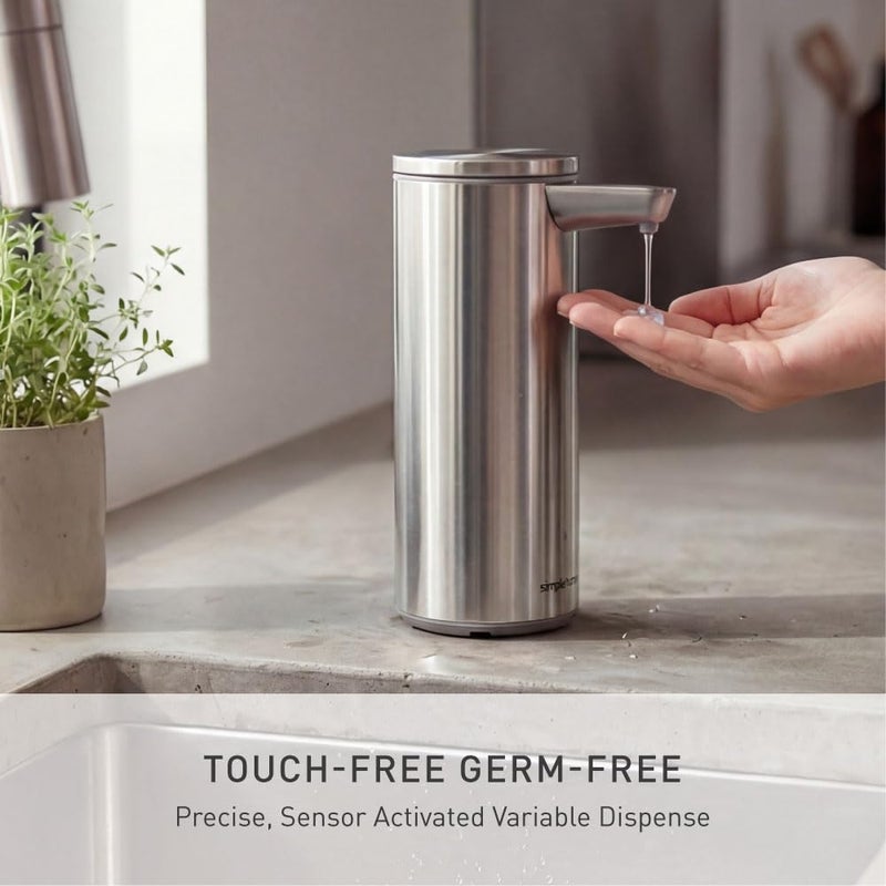 simplehuman 9 oz. Touch-Free Automatic Rechargeable Sensor Pump, Brushed Stainless Steel, New - Image 3