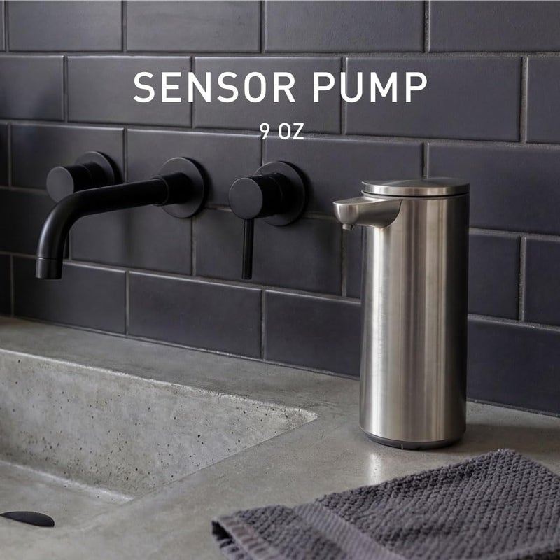 simplehuman 9 oz. Touch-Free Automatic Rechargeable Sensor Pump, Brushed Stainless Steel, New - Image 2