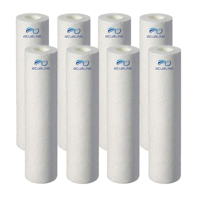 Acualine Water Filter Candle Water Purifier Candle 10 Inch 5 Micron 90 gm Spun Filter for Water Purifier High Density Pre Filter Cartridge for All Type of RO Water Purifier Pack of 8 - Image 1