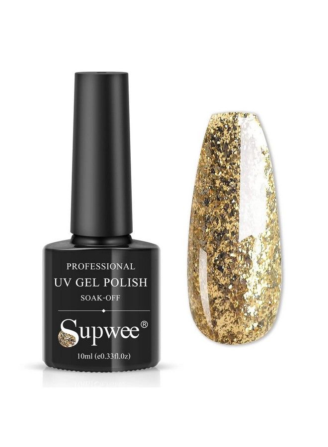 SUPWEE طلاء أظافر جل لامع باللون الذهبي 10 مل (0.33 أونصة سائلة) - Image 1