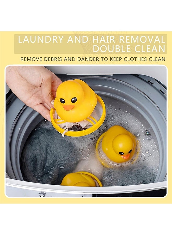 4pcs مزيل الشعر الأصفر شكل بطة الحيوانات الأليفة للماسك الماسك للطفر للغسالة لغسالة الشعر ، حقيبة تنظيف حقيبة شعر مزيل شعر غسالة مرشح غسالة. - Image 3