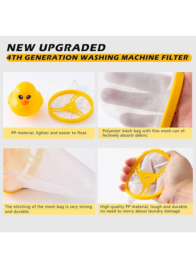 4pcs مزيل الشعر الأصفر شكل بطة الحيوانات الأليفة للماسك الماسك للطفر للغسالة لغسالة الشعر ، حقيبة تنظيف حقيبة شعر مزيل شعر غسالة مرشح غسالة. - Image 5