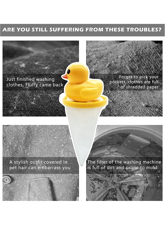 4pcs مزيل الشعر الأصفر شكل بطة الحيوانات الأليفة للماسك الماسك للطفر للغسالة لغسالة الشعر ، حقيبة تنظيف حقيبة شعر مزيل شعر غسالة مرشح غسالة. - Image 2