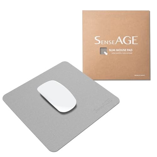 SenseAGE Slim Mouse Pad for Home/Office, Portable Mouse Mat for Computer & Laptop, Fabric Style Vegan Leather, Non-Slip Base, Compatible with Laser and Optical Mouse, 8.66” x 8.66” (Light Grey) - Image 1