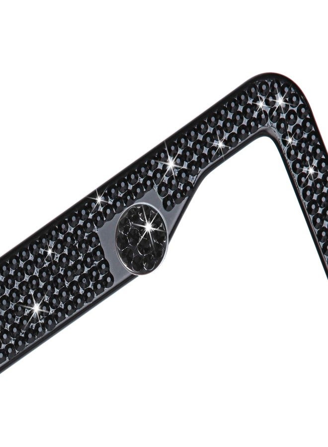 TZARROT Black Rhinestone Bling License Plate Frame, Metal Rust-Proof License Plate Cover Bling Car Accessories for Women Man - Image 2