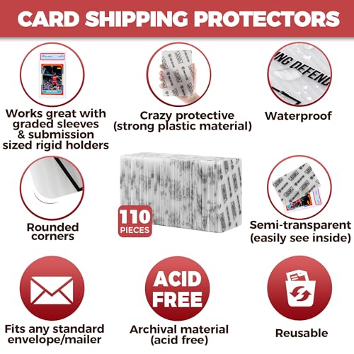 Storage Standard Card Protectors Trading Cards Shipping Supplies, 110-Pack 4'' x 6'' Graded Card Sleeves for Mailing Inserts, Plastic Semi Rigid Card Holder Better Than Corrugated Cardboard Sheets - Image 4