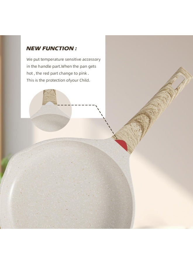 مقلاة غير لاصقة، مجموعة قلايات مصنوعة من الجرانيت للطبخ، مجموعة أواني طهي عجة بمقابض مقاومة للحرارة، هدية عيد ميلاد للستات (٨ إنش و ٩.٥ إنش و ١١ إنش) - Image 3