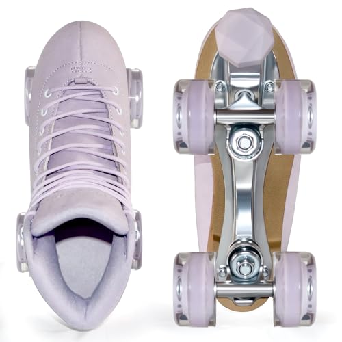 TUOSAMTIN Roller Skates for Women or Men with Height Adjustable Rubber Stoppers Retro Suede Quad Roller Skates for Outdoor and Indoor (Purple, 7) - Image 4