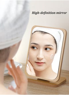 Generic Cosmetic Mirror, Rectangular Tabletop Mirror, Standing Wooden Mirror, 90° Rotation, Used for Dressing Table, Bedroom, Office  - Image 2