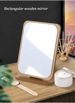 Generic Cosmetic Mirror, Rectangular Tabletop Mirror, Standing Wooden Mirror, 90° Rotation, Used for Dressing Table, Bedroom, Office  - Image 3