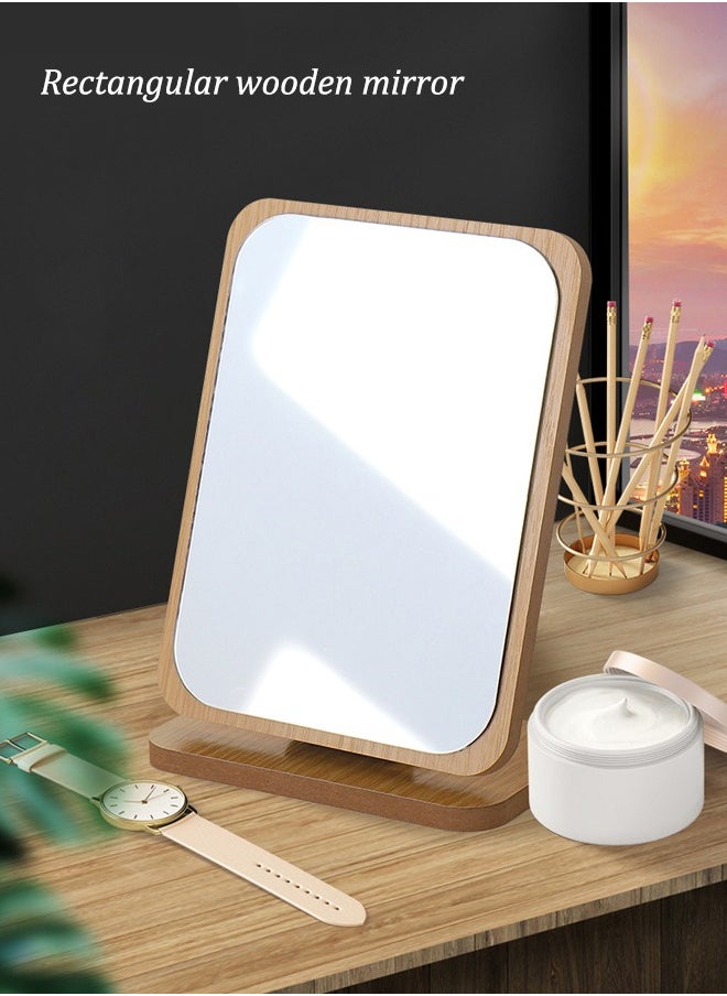 Generic - Cosmetic Mirror, Rectangular Tabletop Mirror, Standing Wooden Mirror, 90° Rotation, Used for Dressing Table, Bedroom, Office - Image 1
