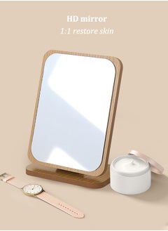 Generic Cosmetic Mirror, Rectangular Tabletop Mirror, Standing Wooden Mirror, 90° Rotation, Used for Dressing Table, Bedroom, Office  - Image 5