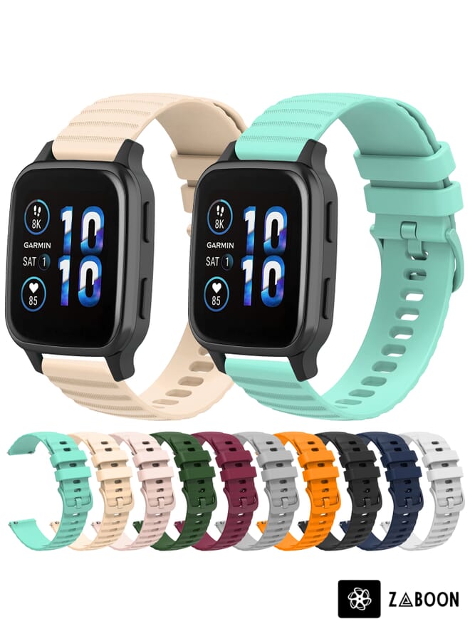 Zaboon Replacement Watch Band For Garmin Replacement Watch Band Forerunner Sq2 Music 20mm Wavy Dot Pattern Solid Color Silicone - Image 3