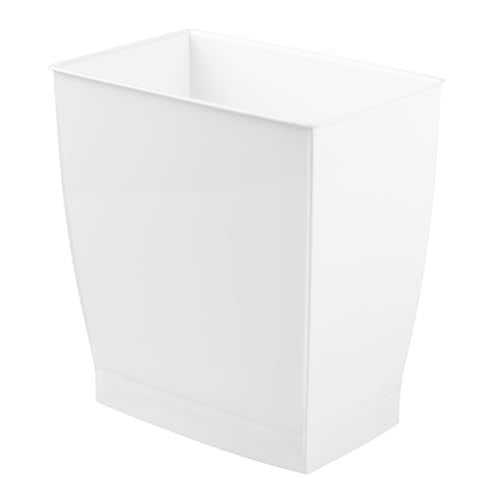 InterDesign iDesign,Plastic Spa Rectangular Trash, Waste Basket Garbage Can for Bathroom, Bedroom, Home Office, Dorm, College, 2.5 Gallon, White - Image 1