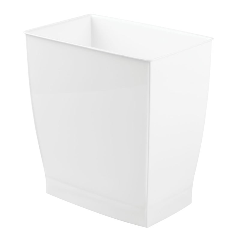 InterDesign iDesign,Plastic Spa Rectangular Trash, Waste Basket Garbage Can for Bathroom, Bedroom, Home Office, Dorm, College, 2.5 Gallon, White - Image 5