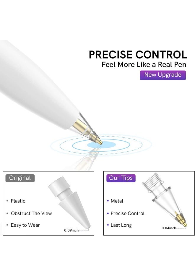 3-Piece Apple Pencil Replacement Tips for Apple Pencil 2nd Gen and 1st Gen, Upgraded Longer Fine Point High Sensitive, No Wear Out Noiseless Precise Control Stylus Tip (Clear+Black+White) - Image 3