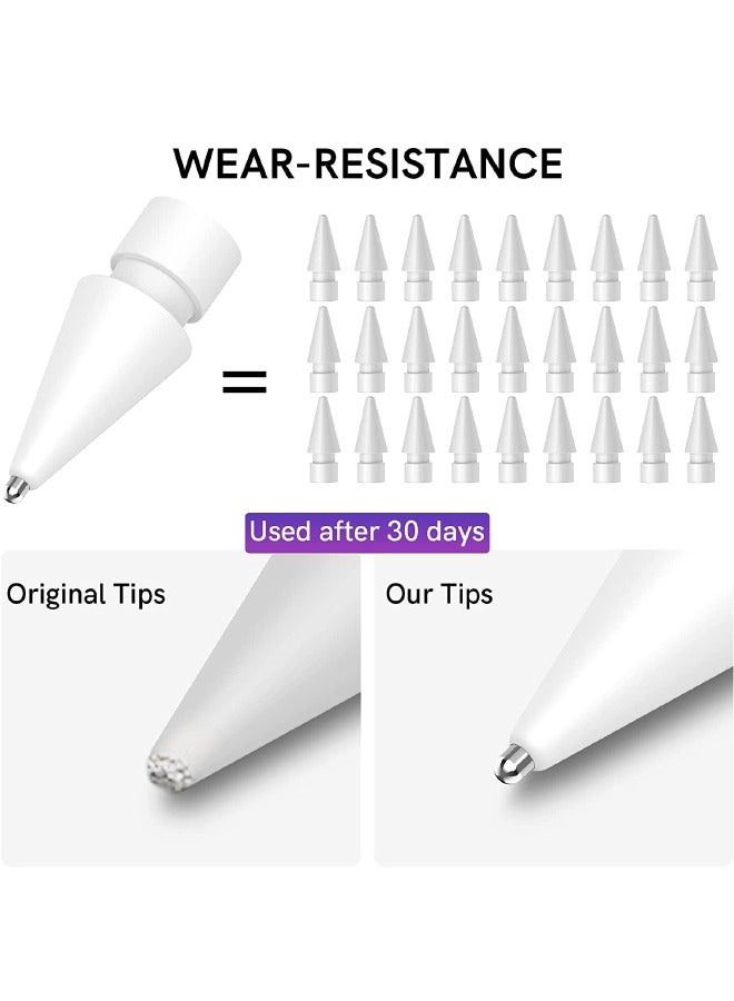 3-Piece Apple Pencil Replacement Tips for Apple Pencil 2nd Gen and 1st Gen, Upgraded Longer Fine Point High Sensitive, No Wear Out Noiseless Precise Control Stylus Tip (Clear+Black+White) - Image 4