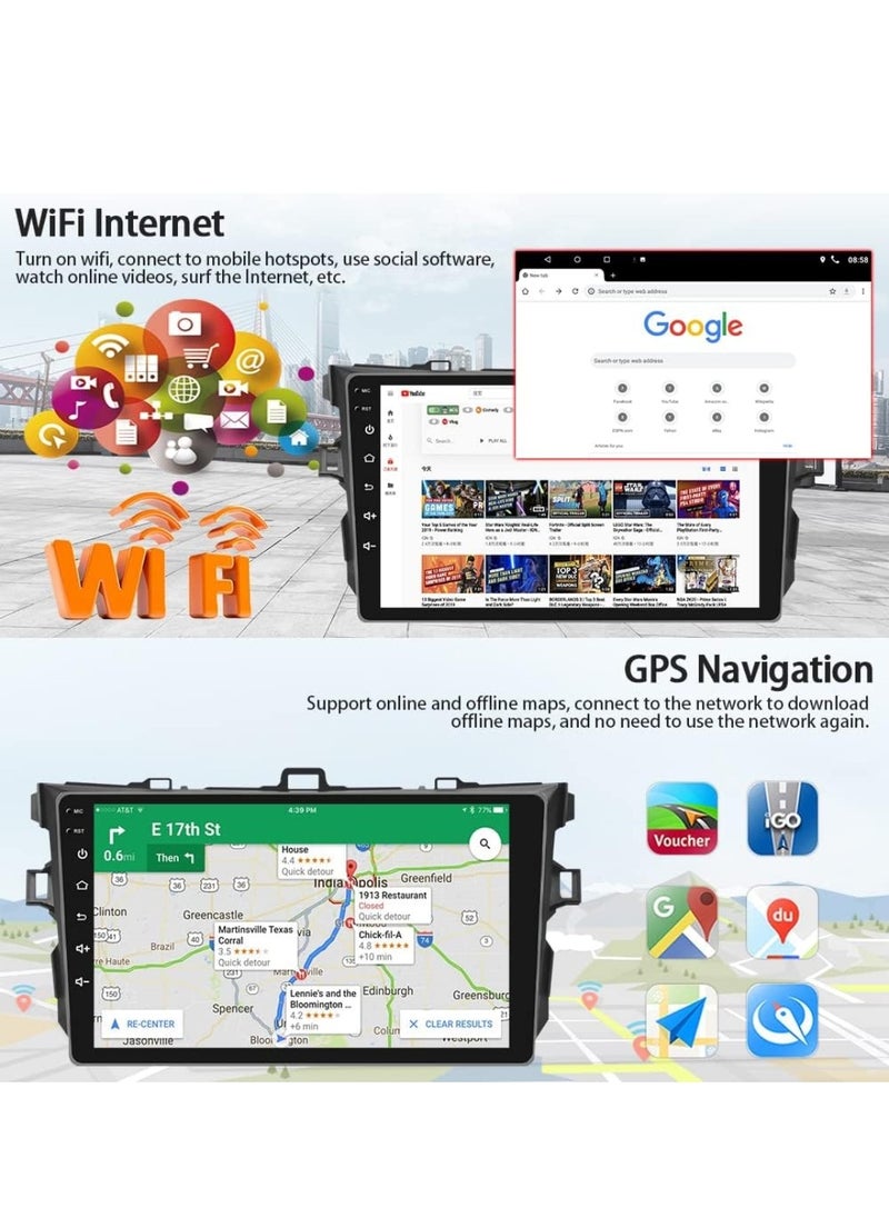 RAYMOS - Toyota Corolla Car Stereo Android Screen 2006-2012 Support Apple Carplay Android Auto Wireless Bluetooth USB Support Offline-Online Maps Radio Full HD IPS Touch Screen - Image 1