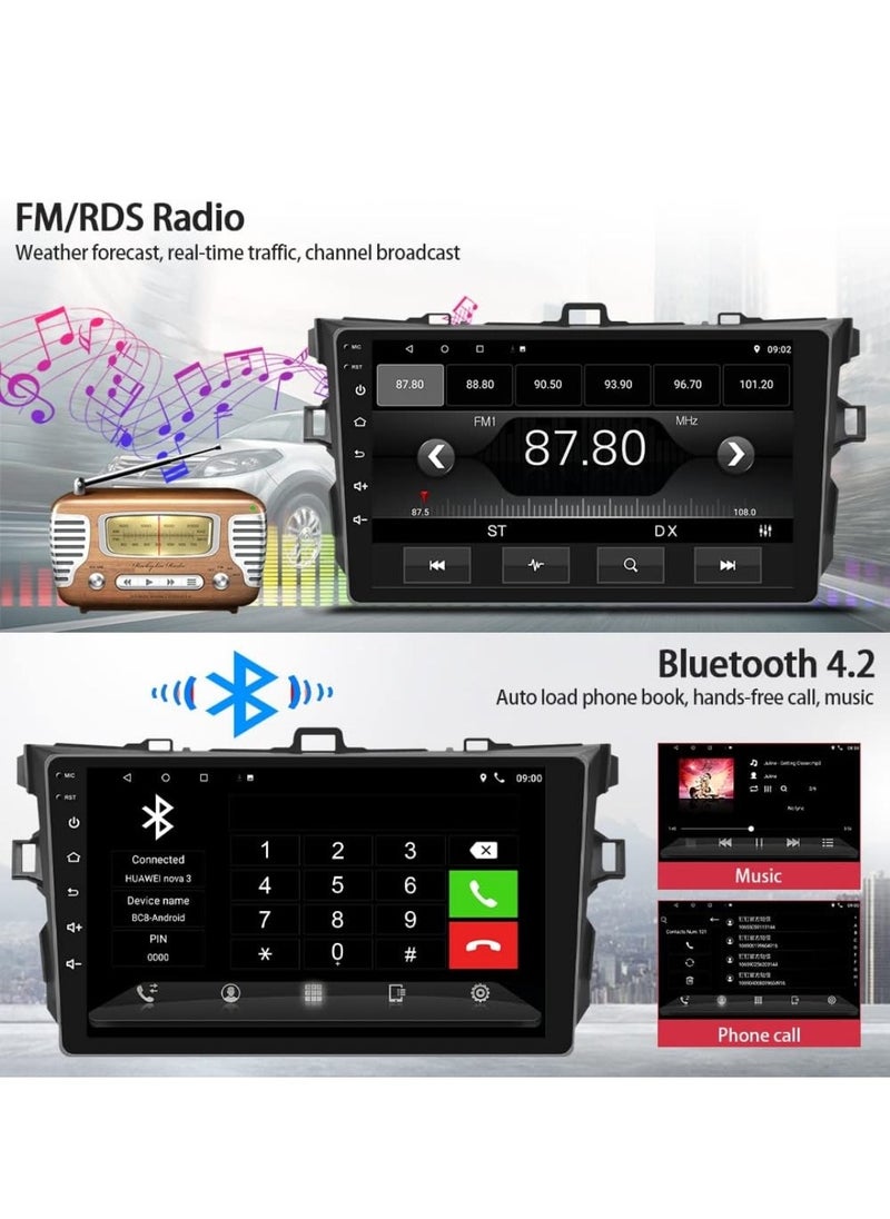 RAYMOS - Toyota Corolla Car Stereo Android Screen 2006-2012 Support Apple Carplay Android Auto Wireless Bluetooth USB Support Offline-Online Maps Radio Full HD IPS Touch Screen - Image 1