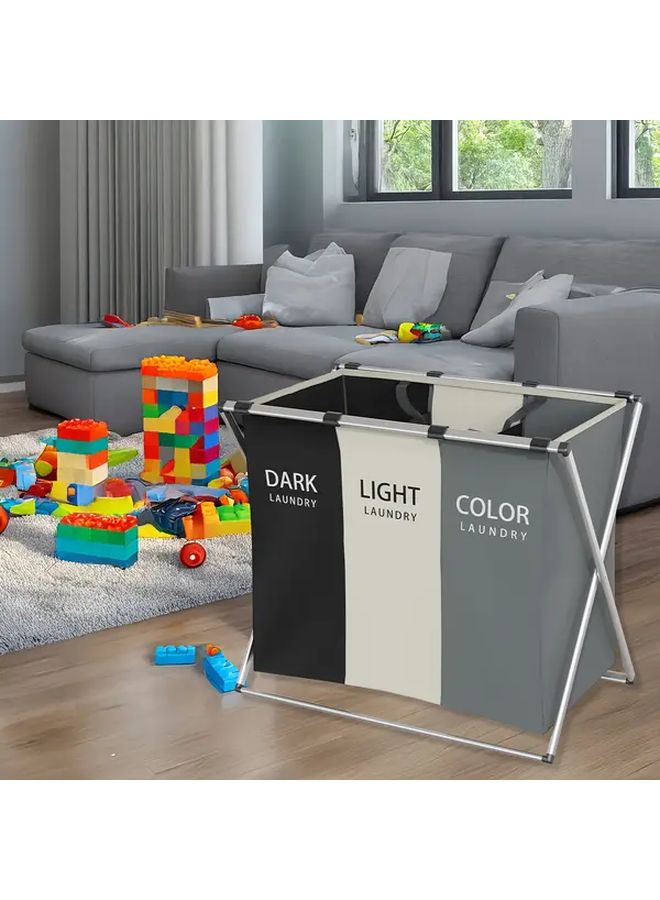Two Compartment Foldable Laundry Storage Bag Large Capacity Removable Washable - Image 1