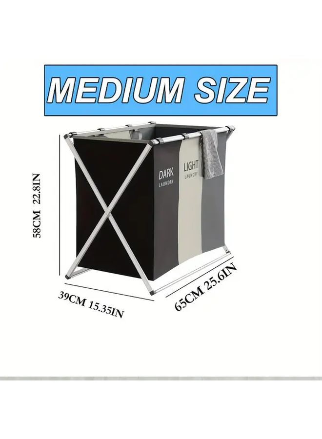 Two Compartment Foldable Laundry Storage Bag Large Capacity Removable Washable - Image 5
