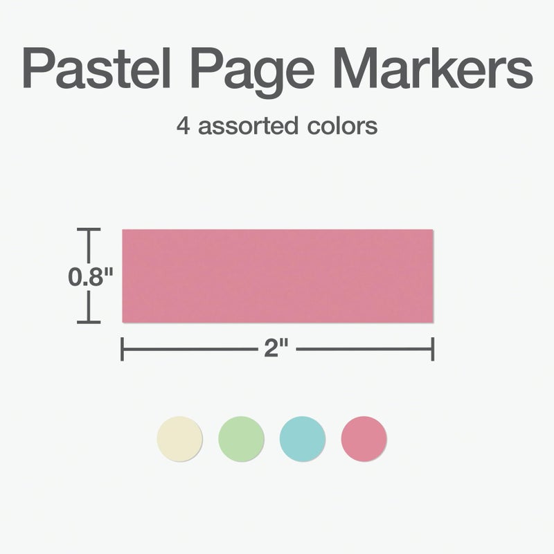 Redi-Tag Pastel Page Markers, Adhesive Flags for Journals, Books and Binders, Recycled Sticky Flags, 4 Assorted Colors: Orange, Green, Pink and Blue, 0.8" x 2", 160 Per Pack (1016828) - Image 2