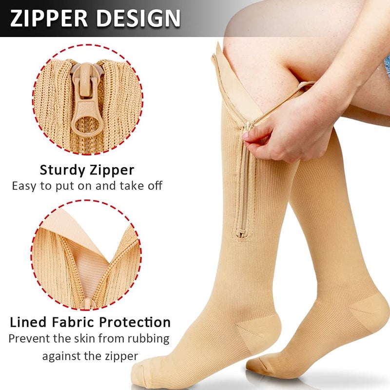 Ailaka Medical 15-20 mmHg Zipper Compression Socks Women Men - Image 3
