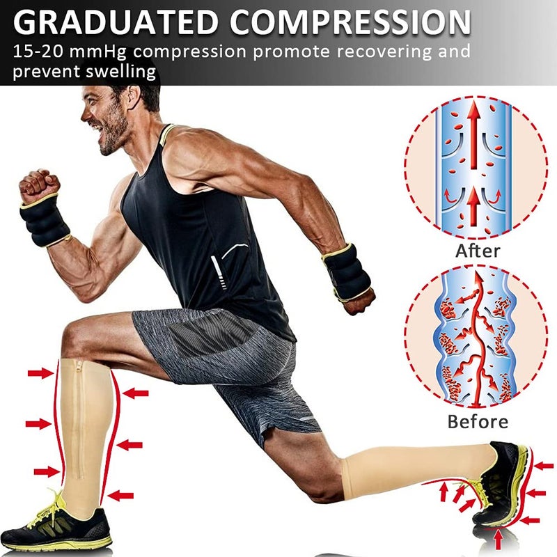 Ailaka Medical 15-20 mmHg Zipper Compression Socks Women Men - Image 2